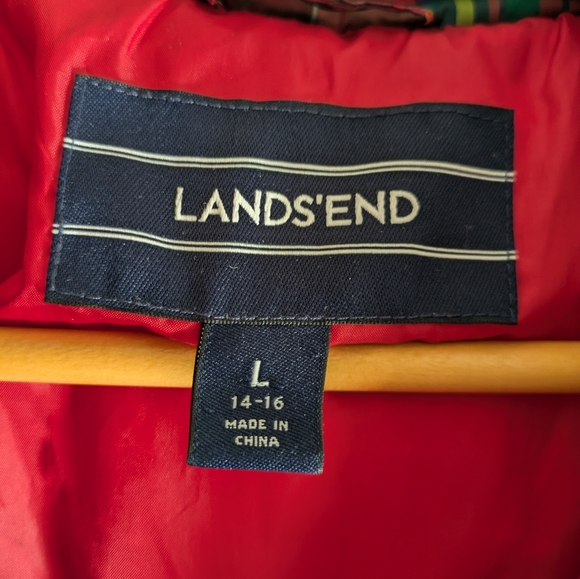 Lands End Plaid Puffer Vest - Picture 3 of 4